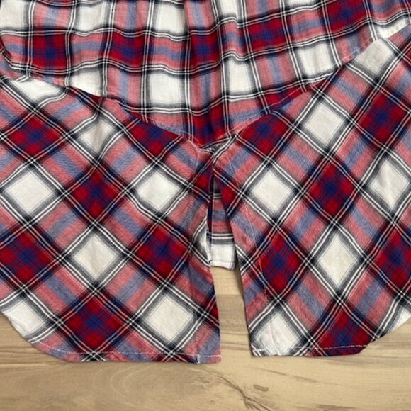 Sam Edelman button up plaid shirt with Roll Up Tab Sleeve - Picture 8 of 10